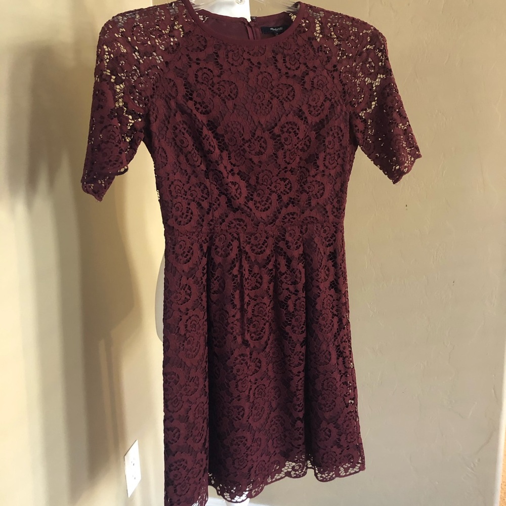Burgundy lace Madewell dress